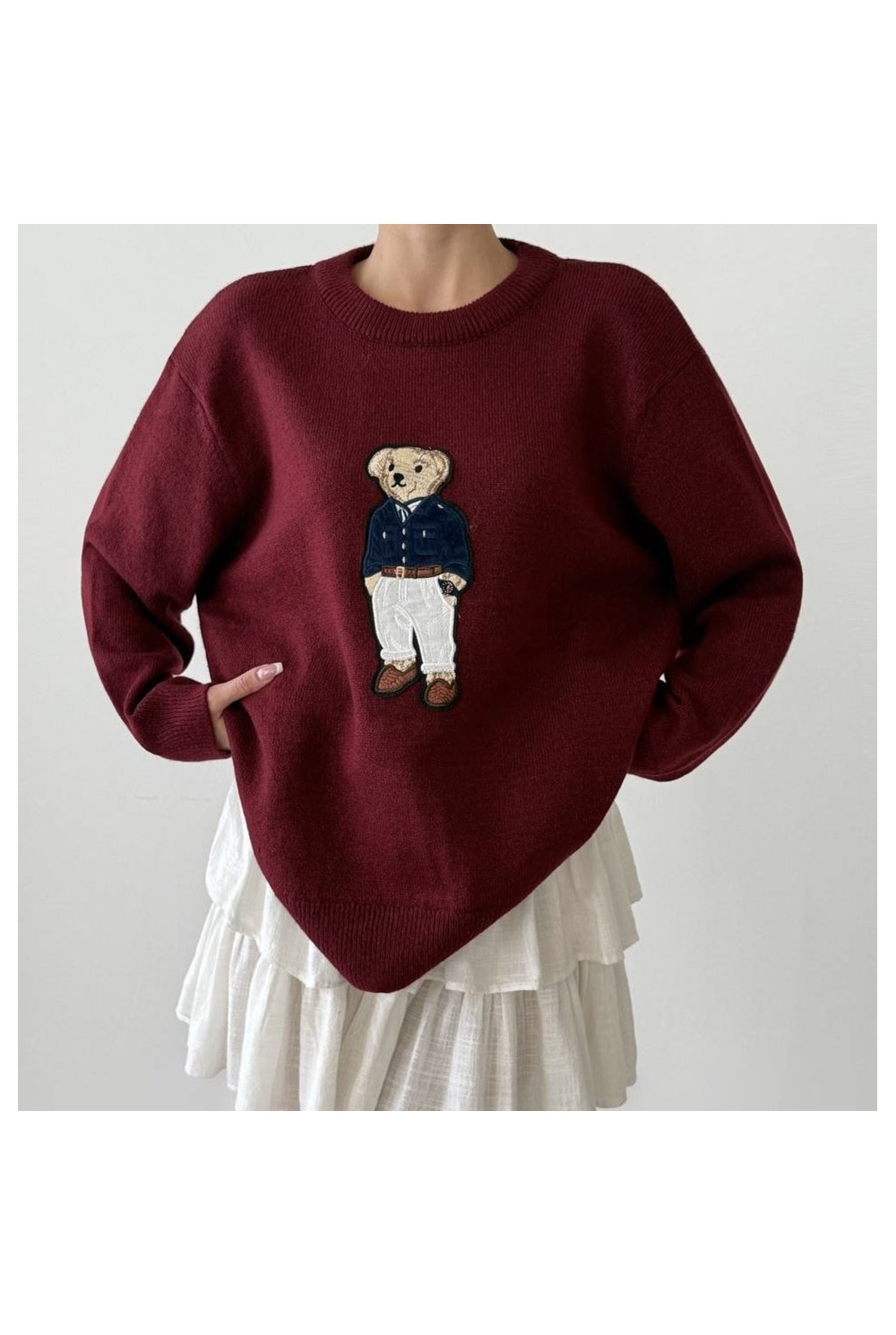 Ayıcıklı Kazak Bordo