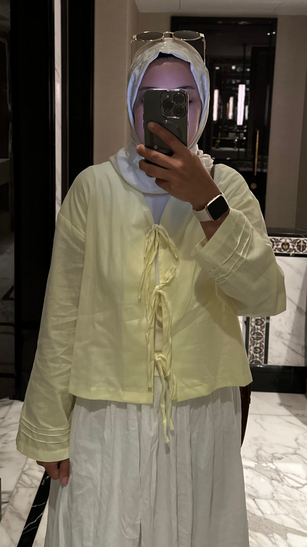 Bağlamalı Keten Bluz Sarı