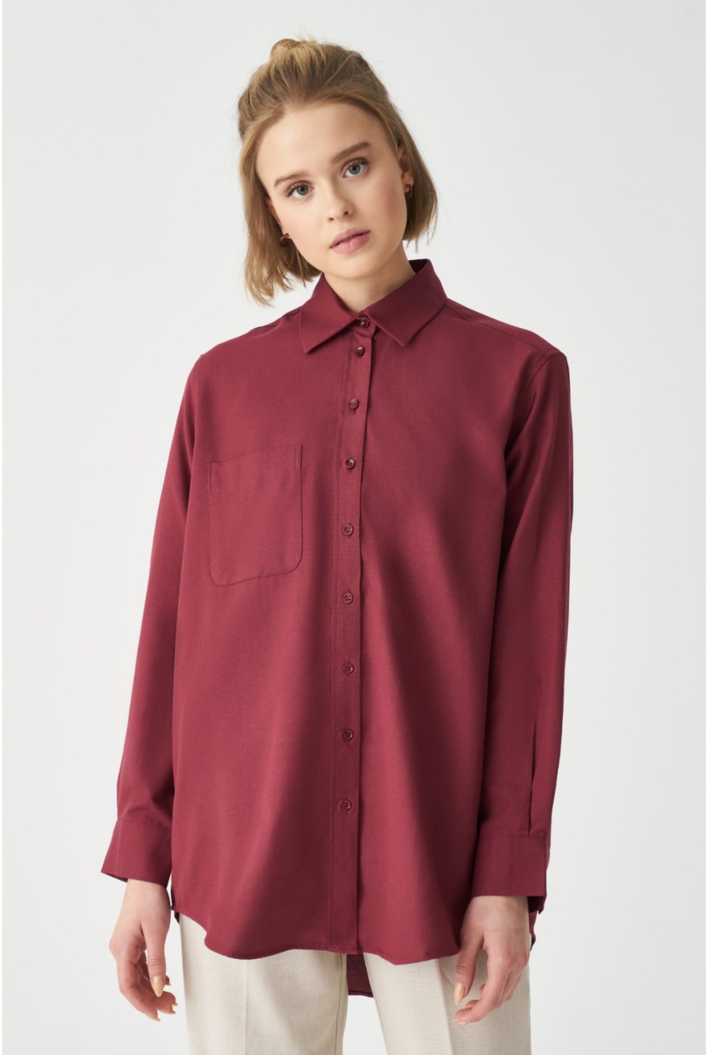 Basic Gömlek Bordo 