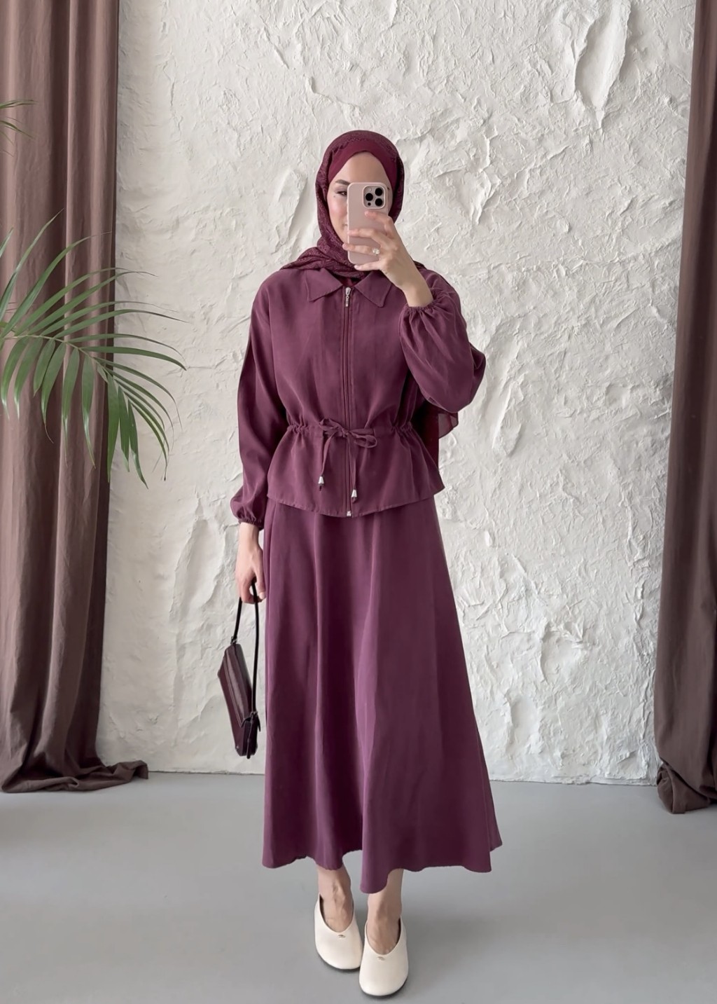 Belden Bağlamalı Takım Bordo