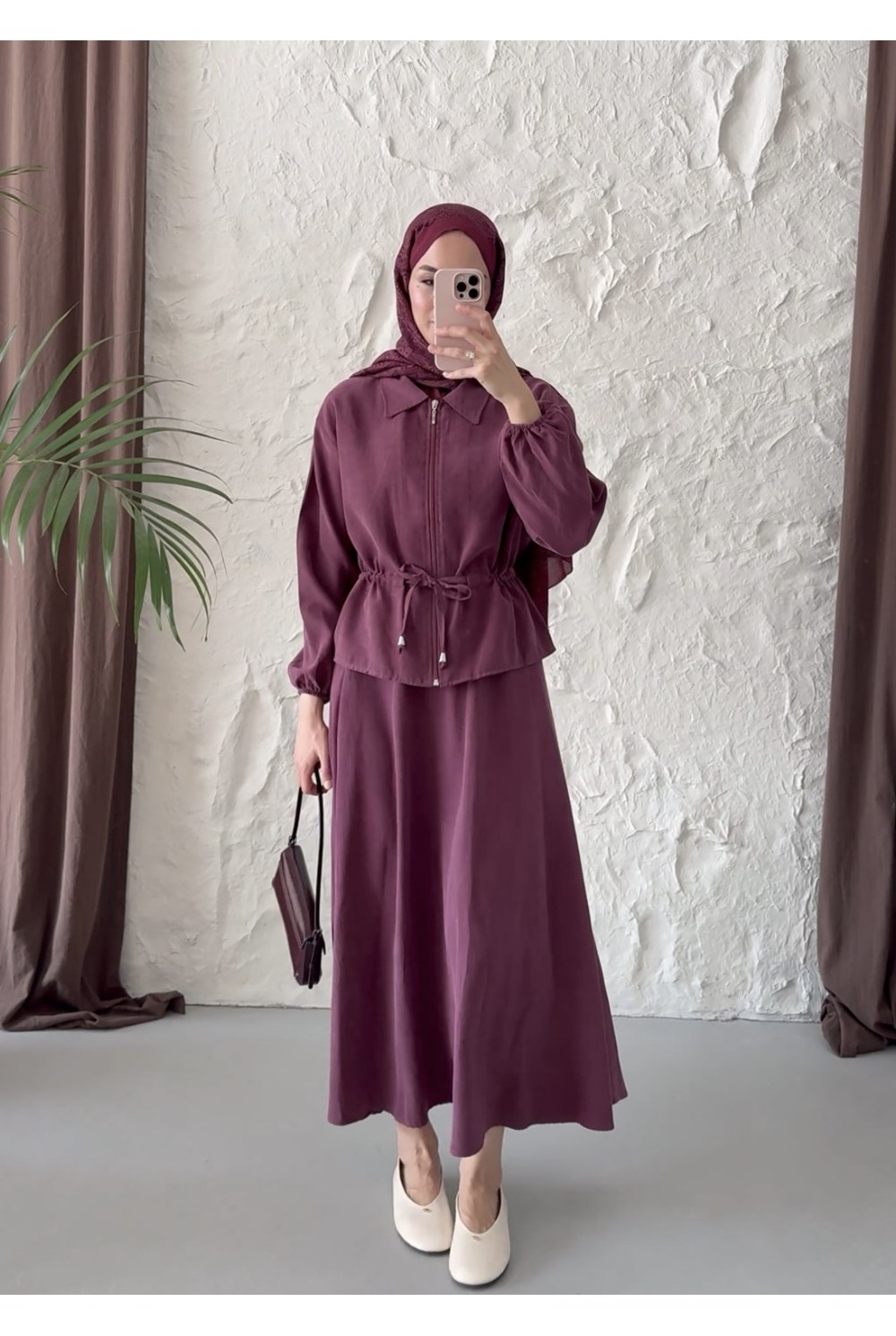 Belden Bağlamalı Takım Bordo