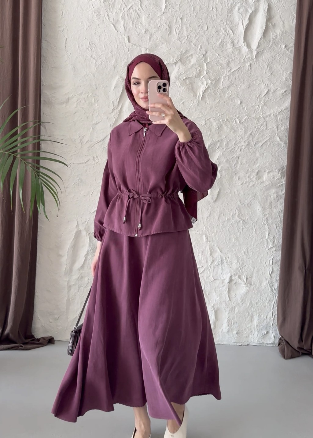 Belden Bağlamalı Takım Bordo