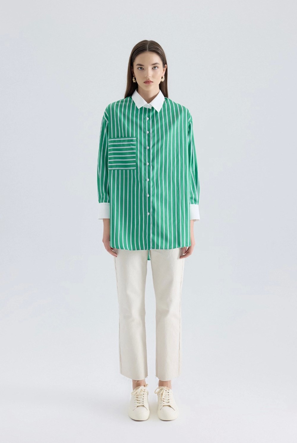 Beyaz Yaka Manşet Yeşil