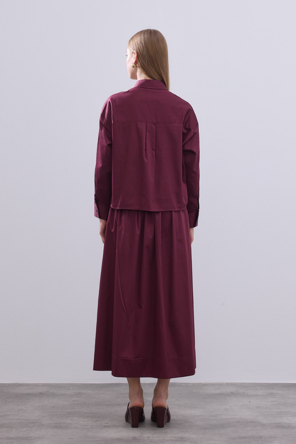 Cepli Kısa Gömlek Takım Bordo