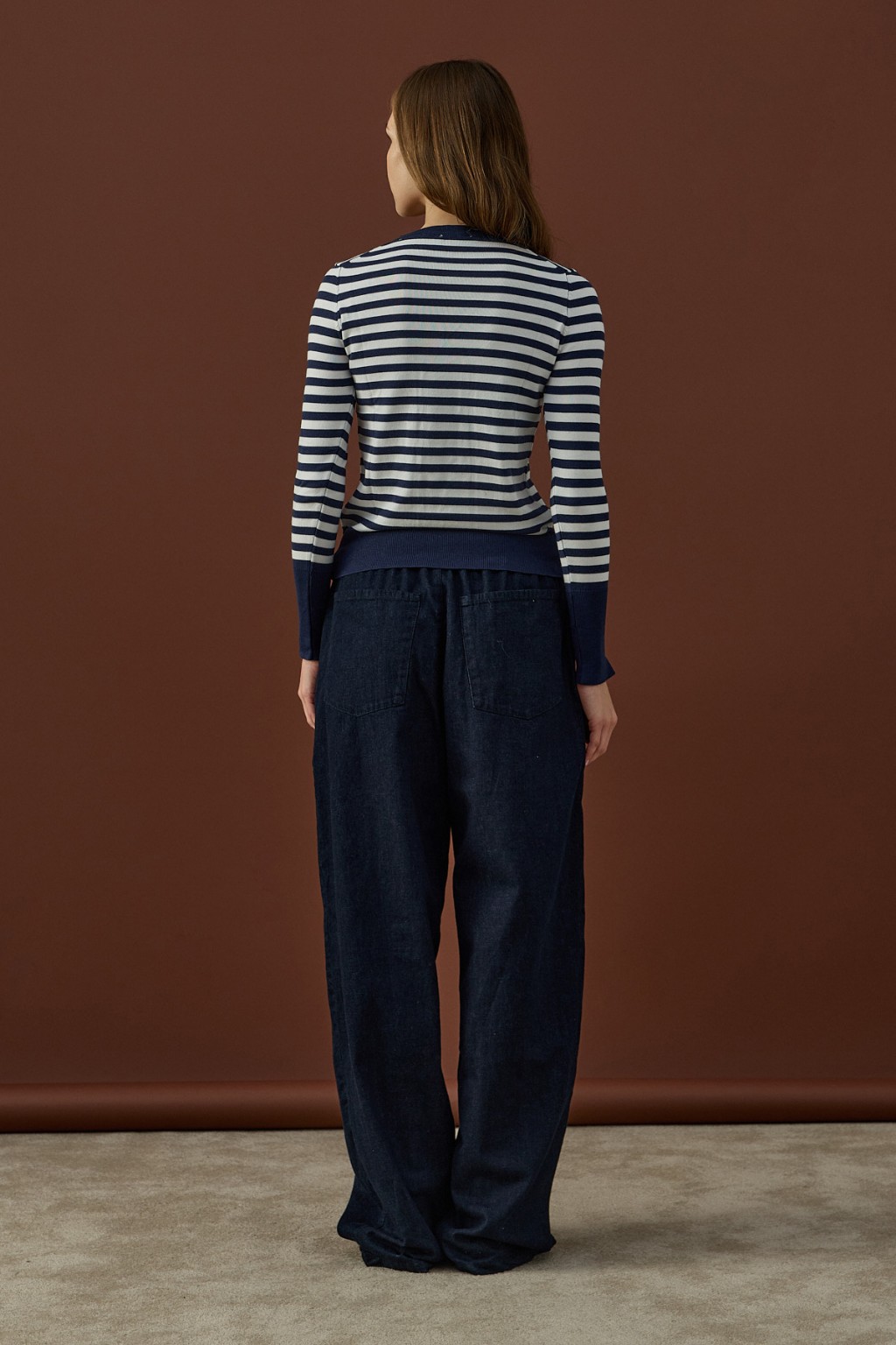 Çizgili Basic Triko Lacivert