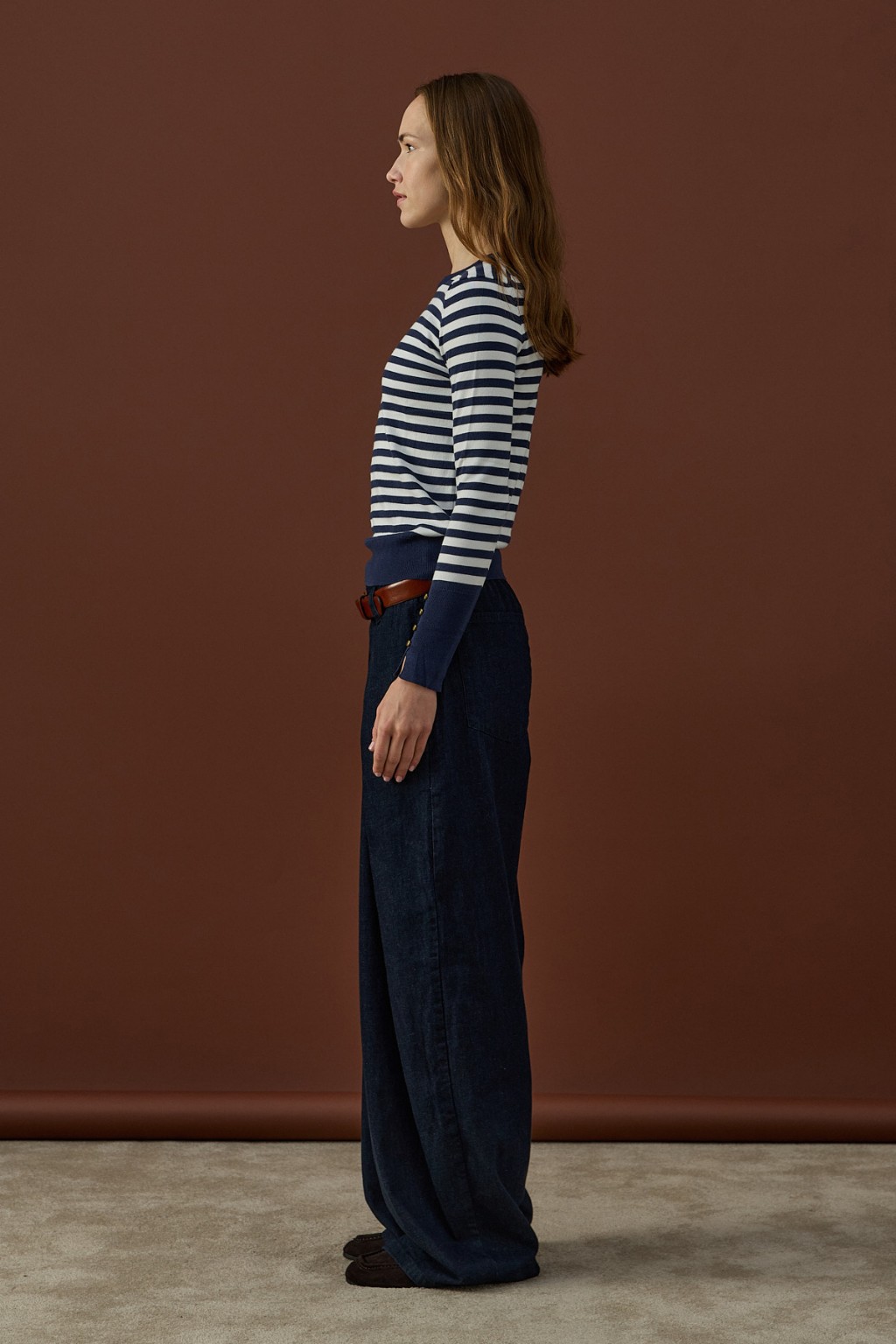 Çizgili Basic Triko Lacivert