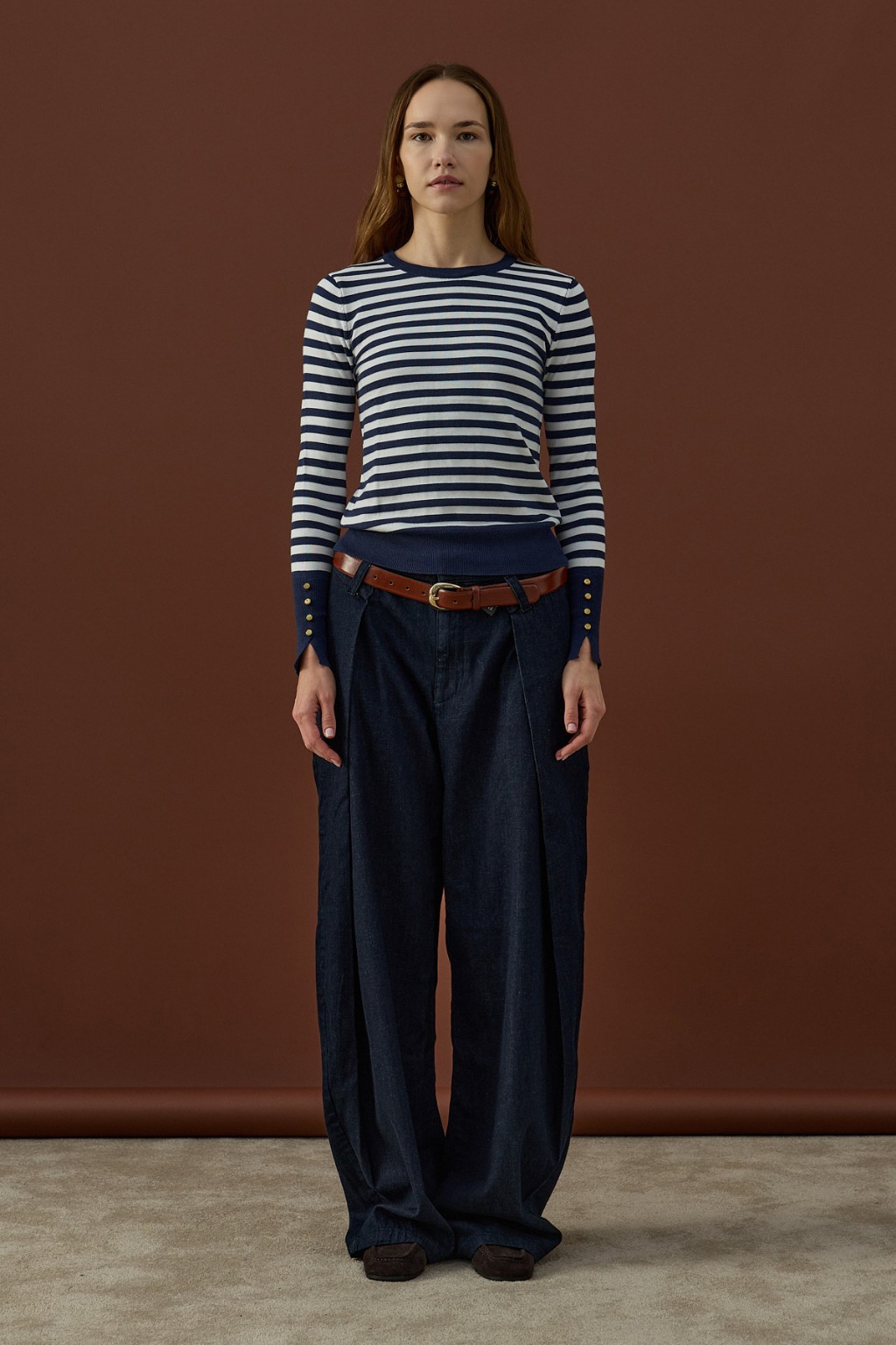 Çizgili Basic Triko Lacivert