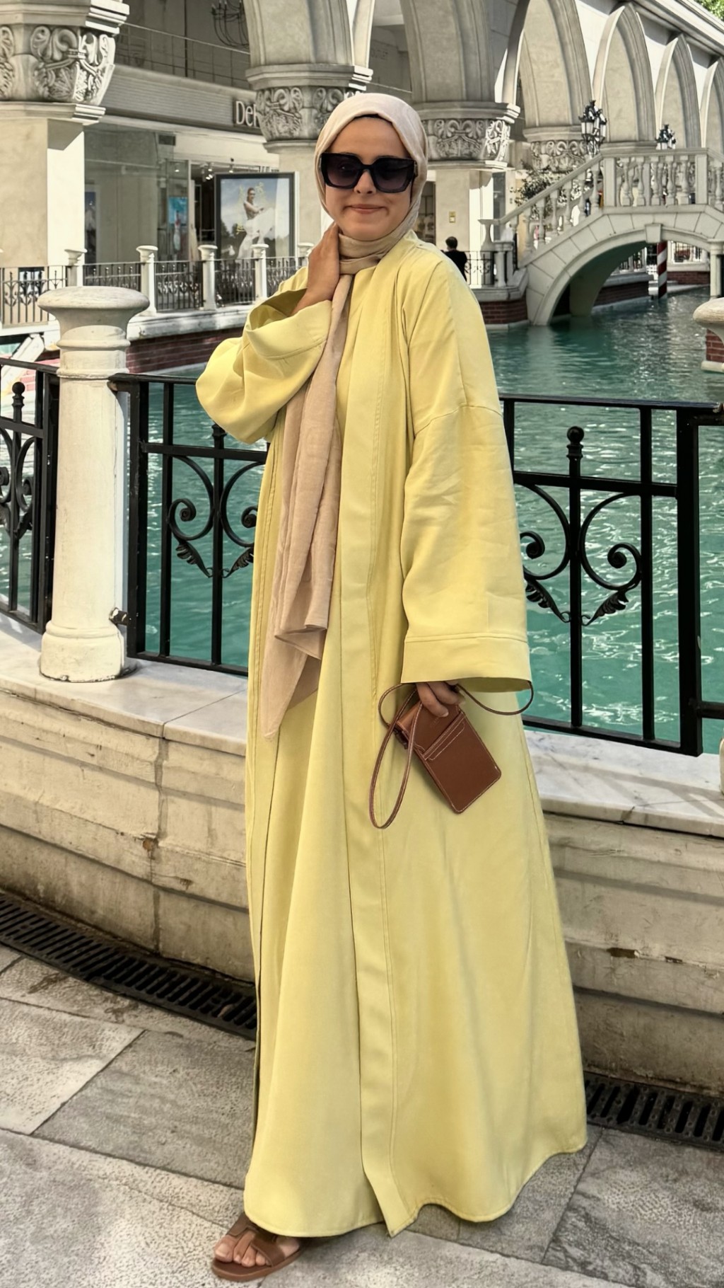 Cupra İç Elbiseli Abaya Soft Sarı