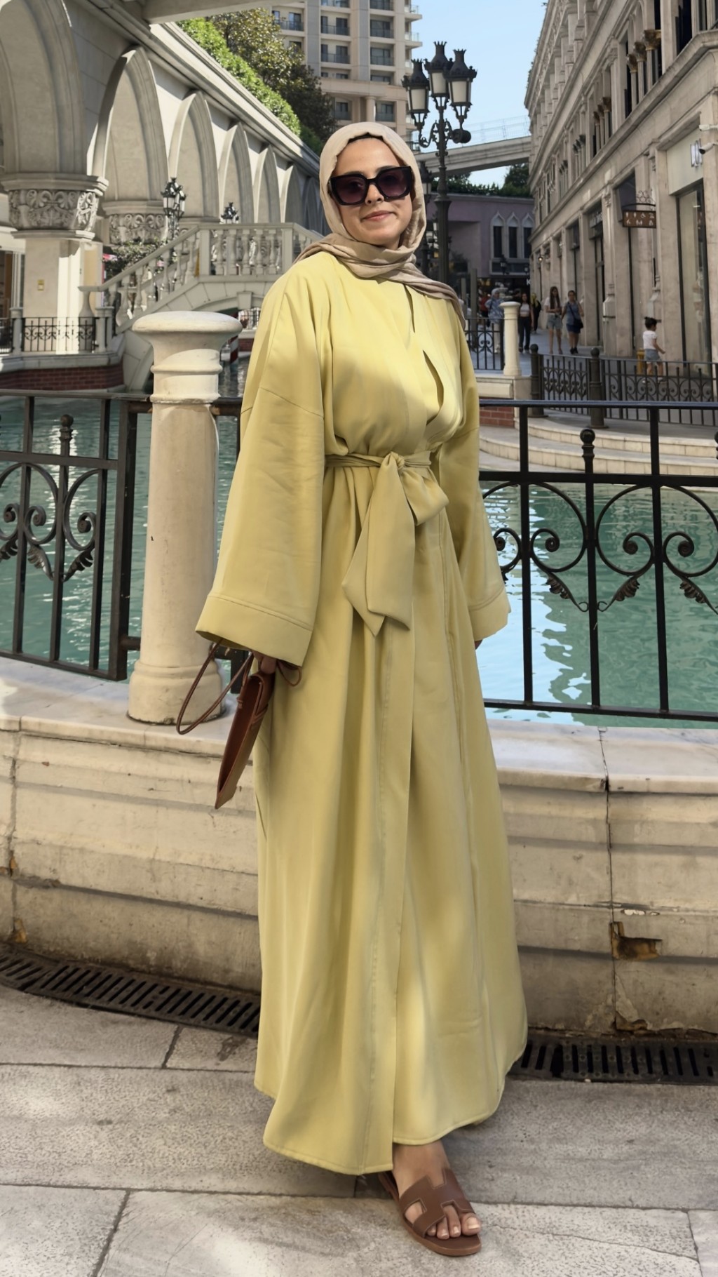 Cupra İç Elbiseli Abaya Soft Sarı