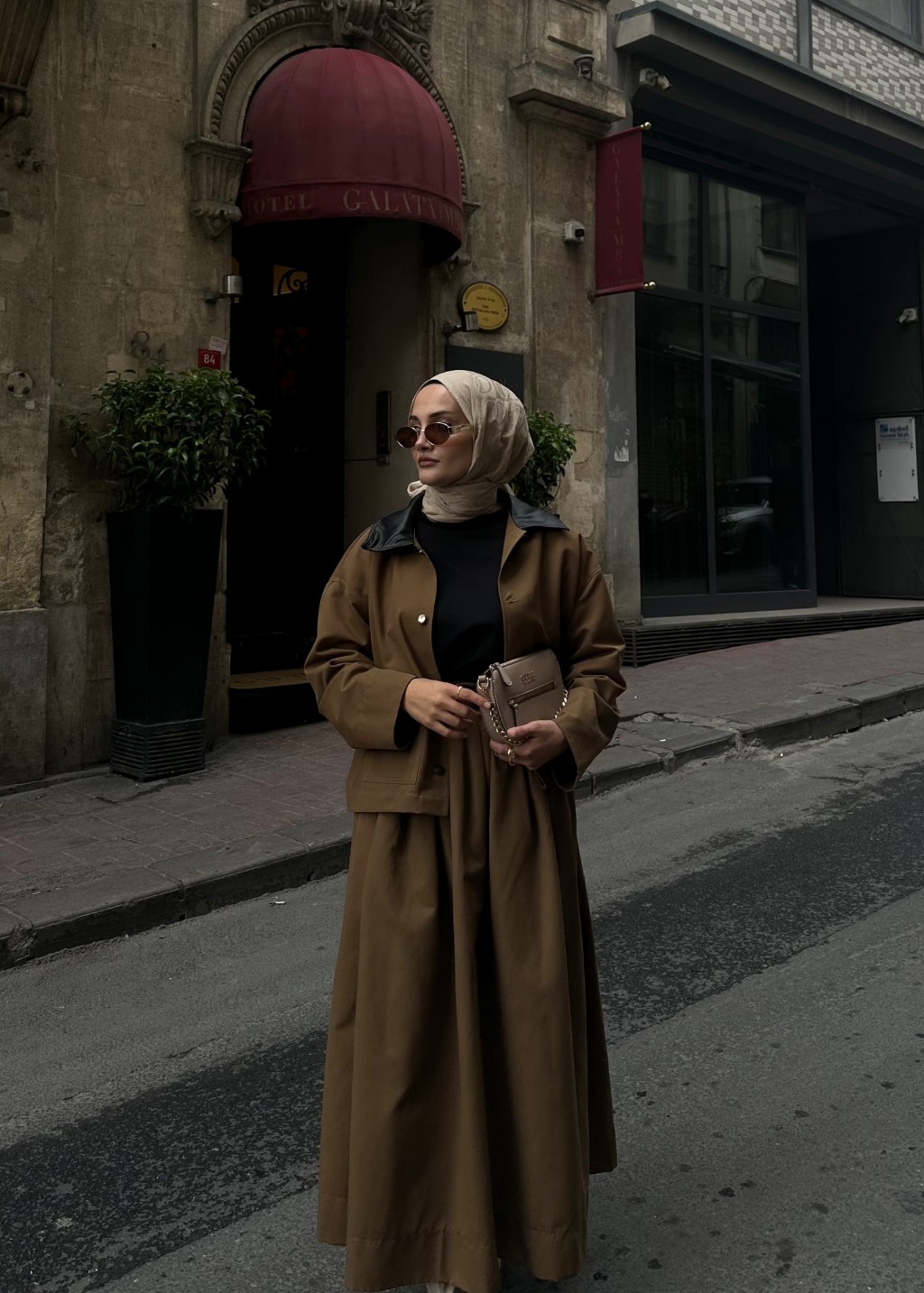 Deri Yaka Ceket  Haki