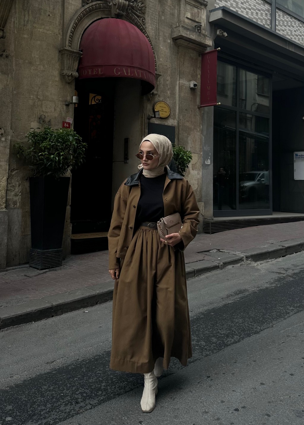 Deri Yaka Ceket  Haki