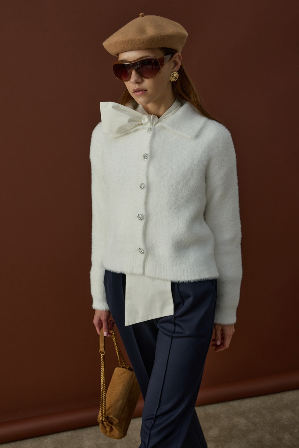 Düğme Detaylı Soft Hırka Beyaz