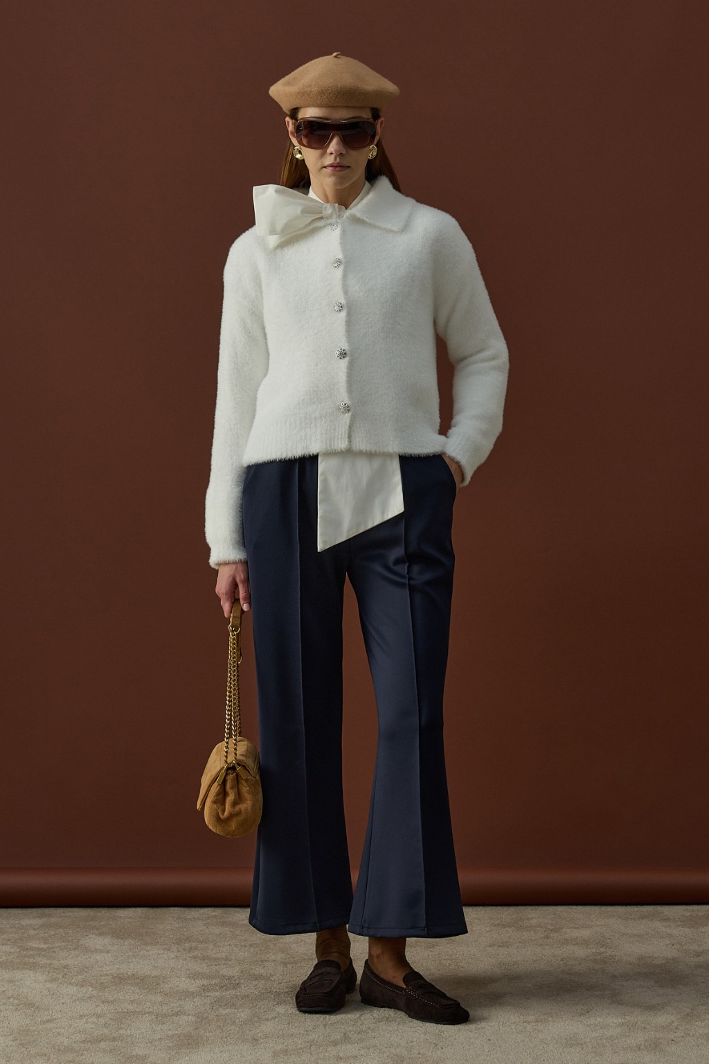 Düğme Detaylı Soft Hırka Beyaz