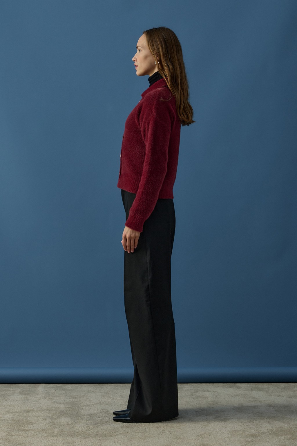 Düğme Detaylı Soft Hırka Bordo