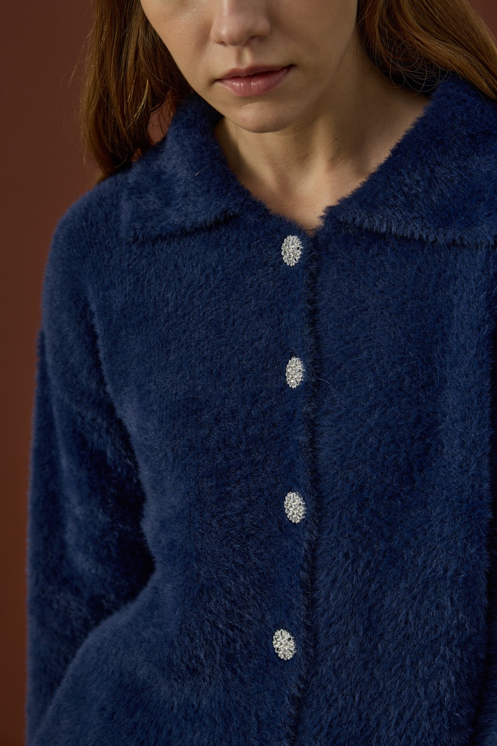 Düğme Detaylı Soft Hırka Lacivert 