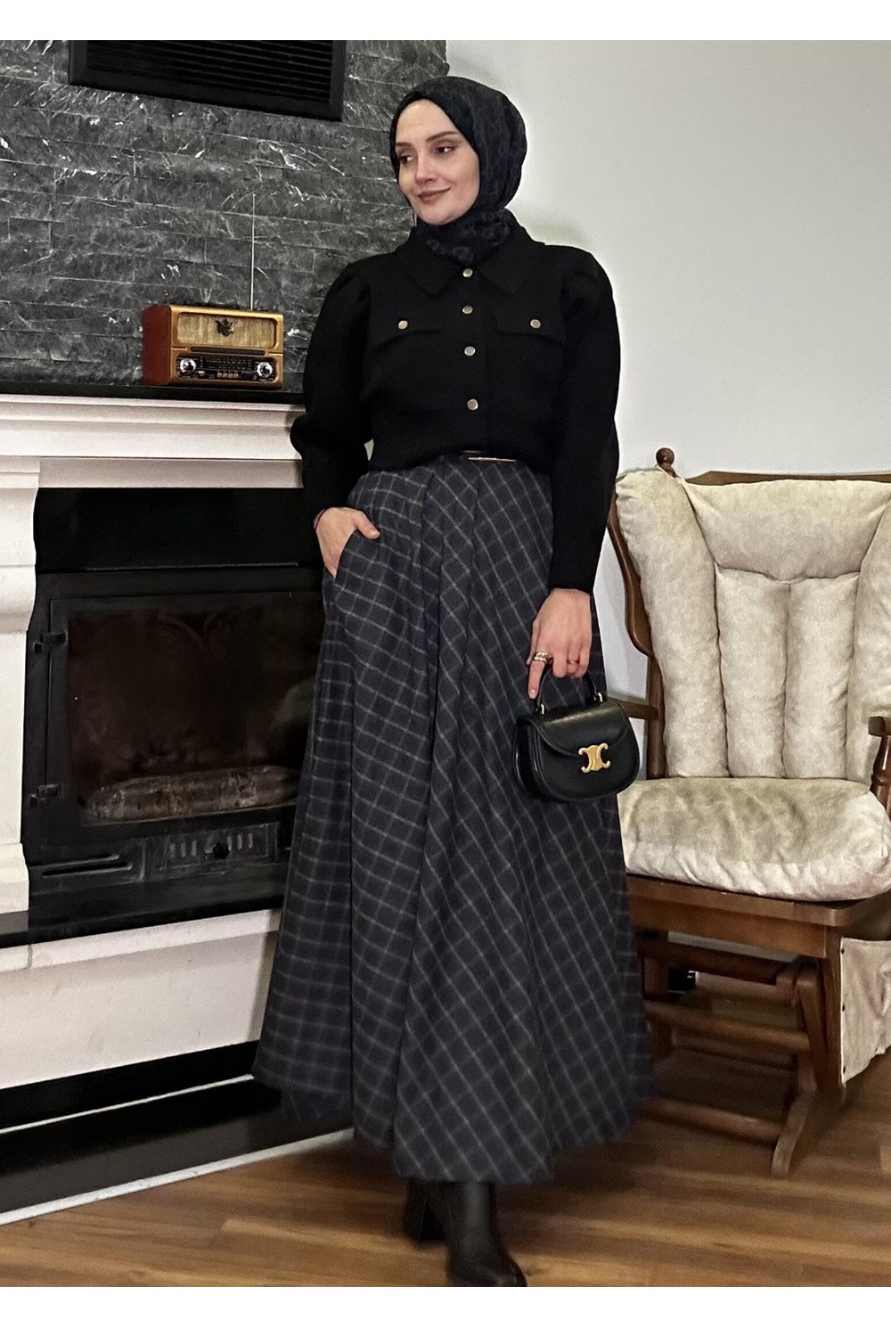 Ekose Kloş Etek Antrasit