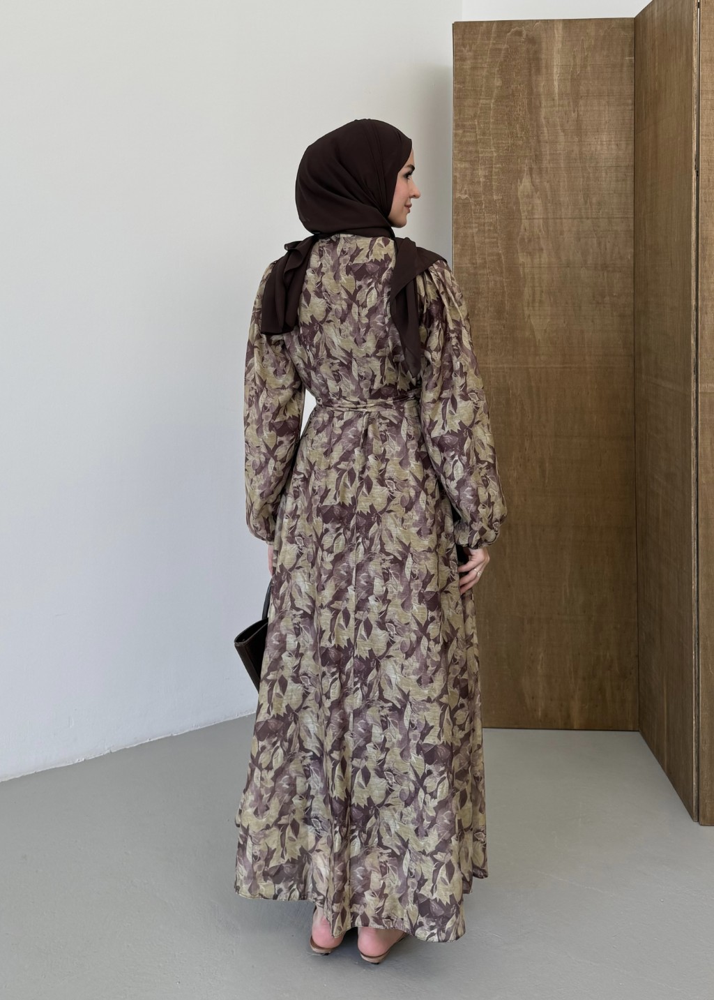 Floral Elbise Kahve