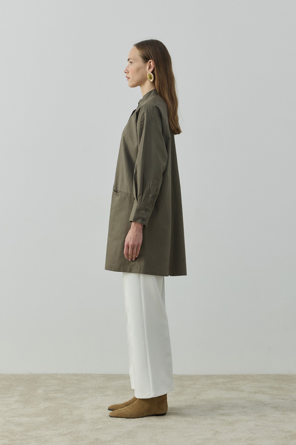 Gizli Cepli Hakim Yaka Gömlek Haki