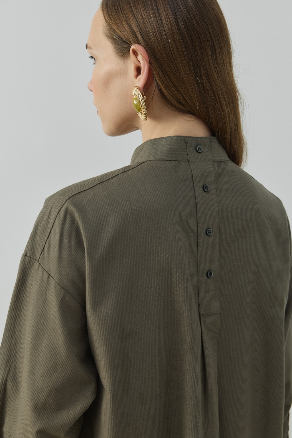 Gizli Cepli Hakim Yaka Gömlek Haki