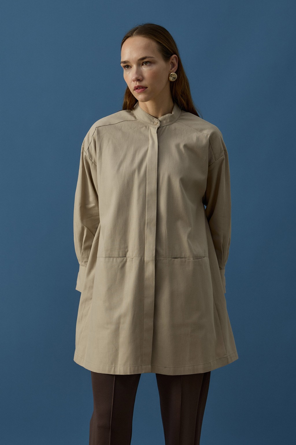 Gizli Cepli Hakim Yaka Gömlek Krem 