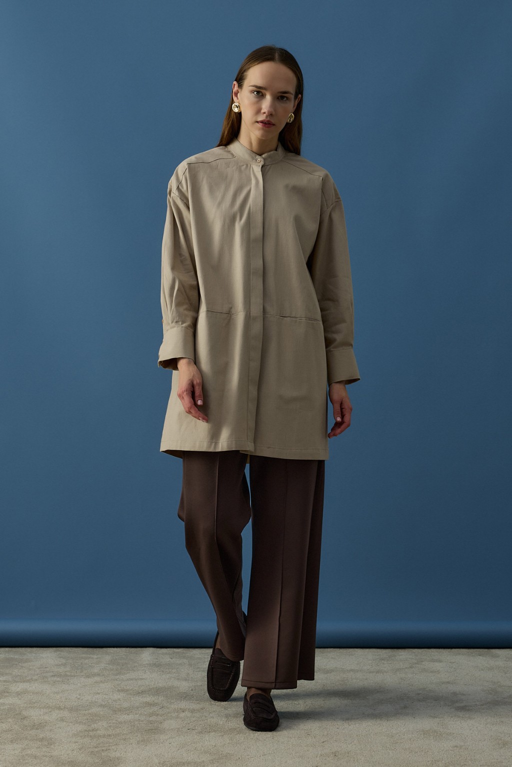 Gizli Cepli Hakim Yaka Gömlek Krem 