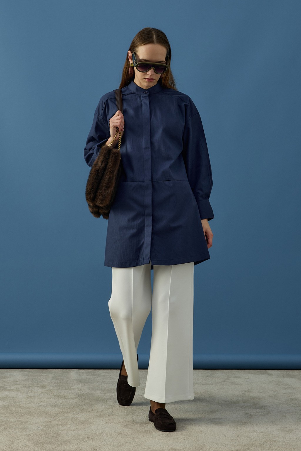 Gizli Cepli Hakim Yaka Gömlek Lacivert