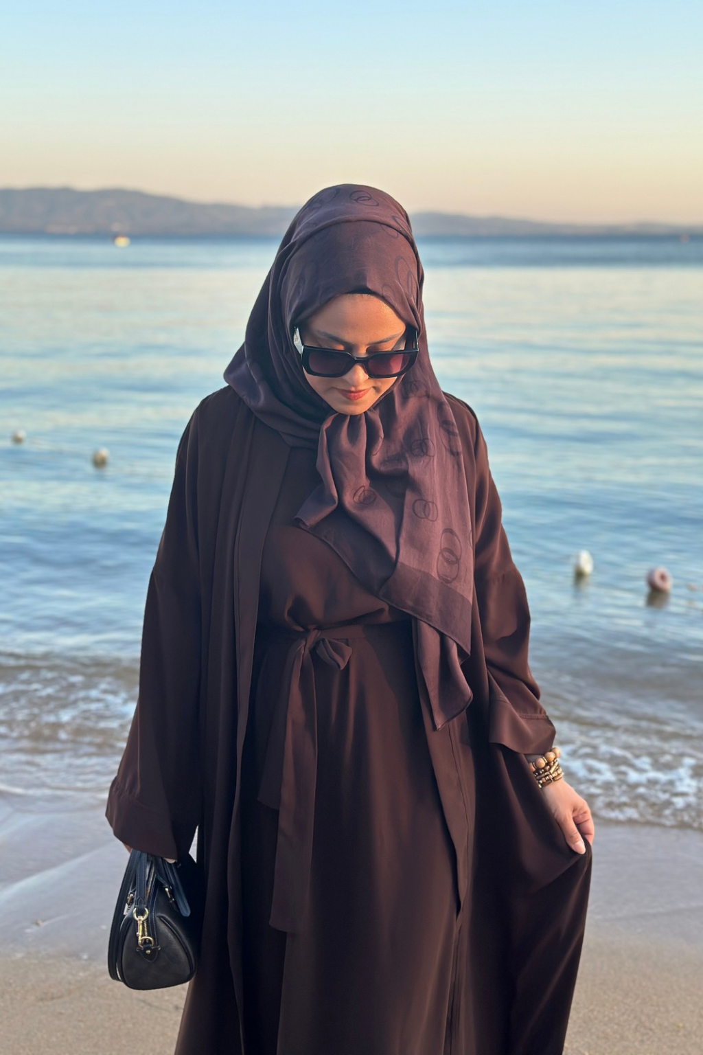  Cupra İç Elbiseli Abaya Kahverengi