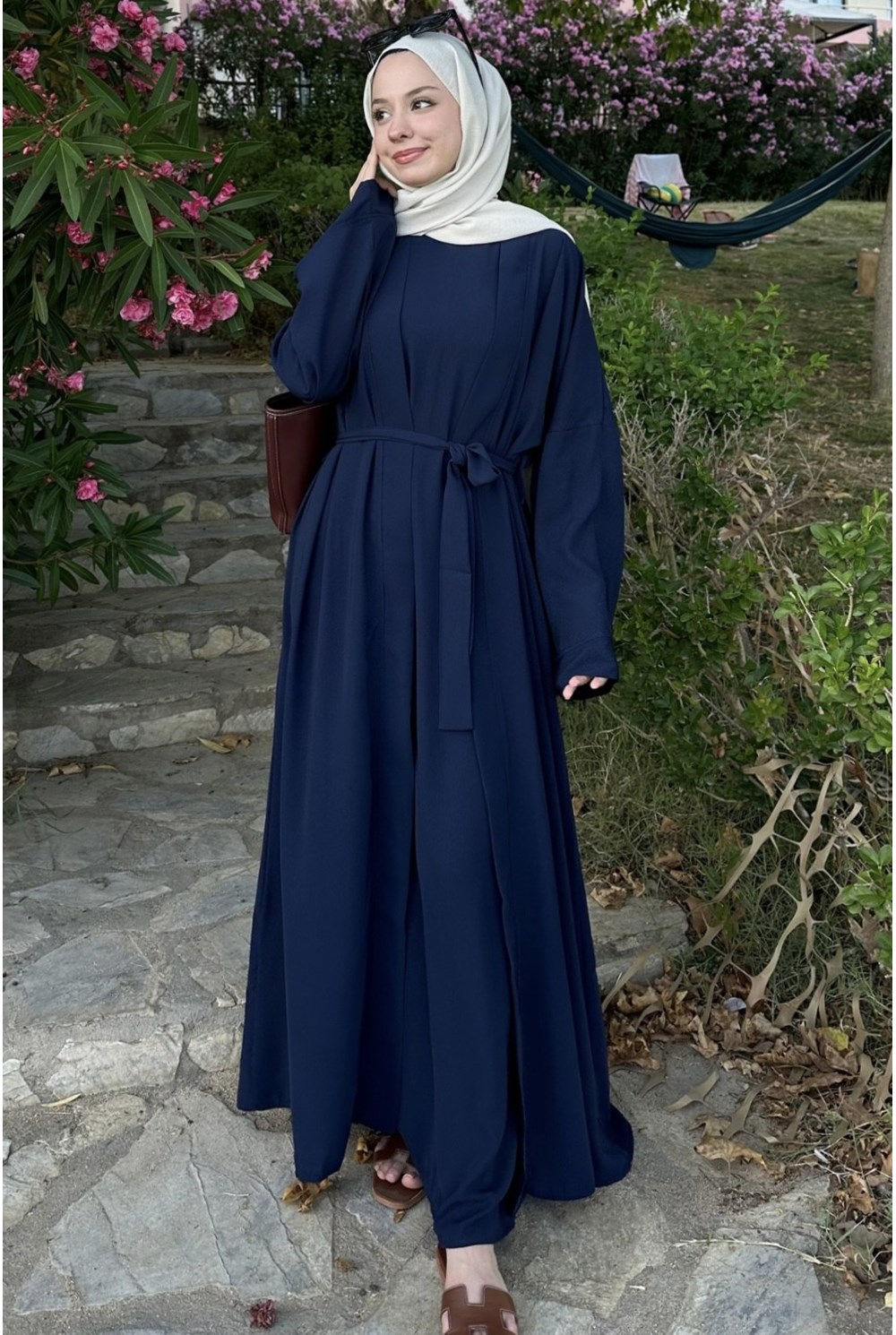 Cupra  İç Elbiseli Abaya Lacivert