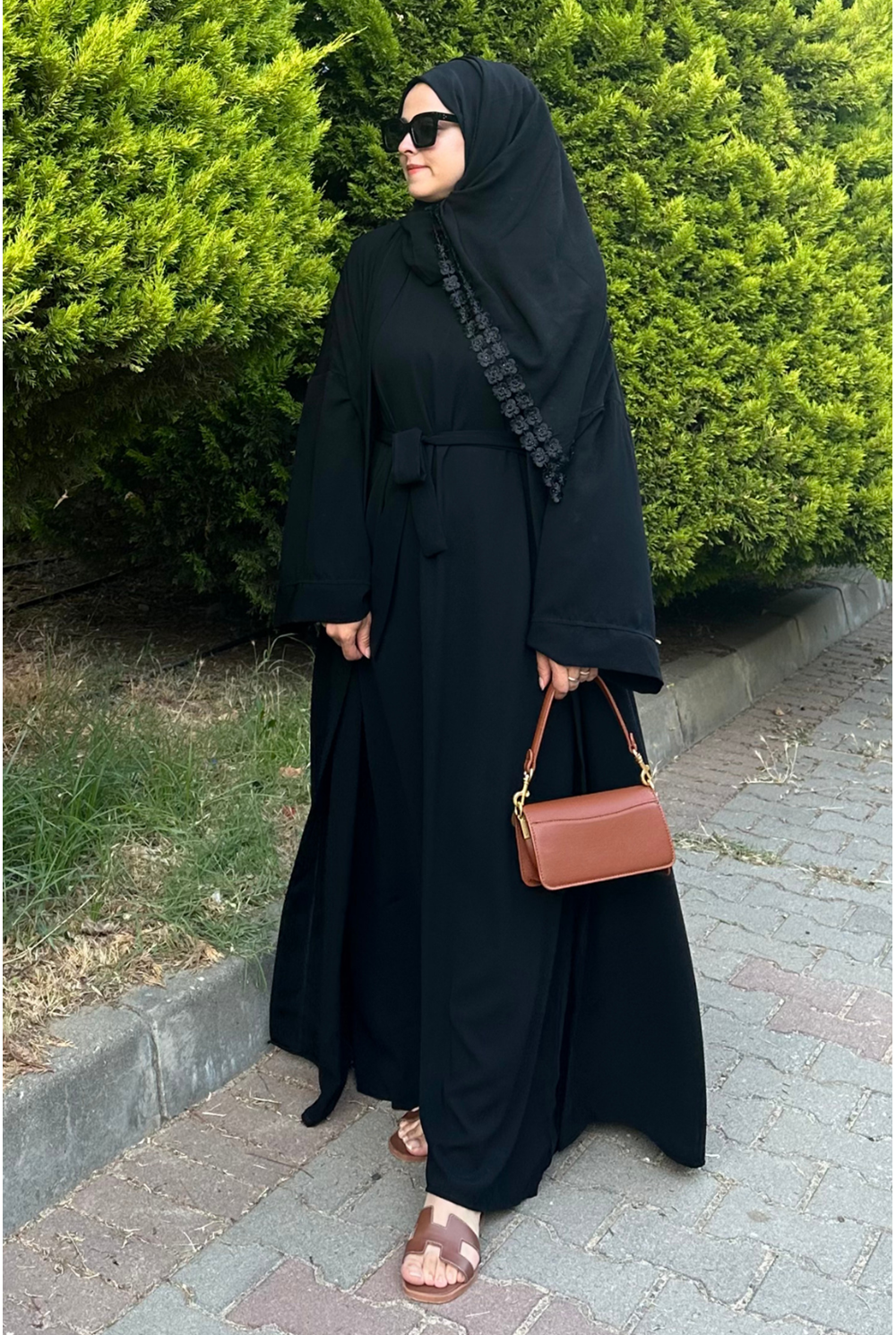  Cupra İç Elbiseli Abaya Siyah 