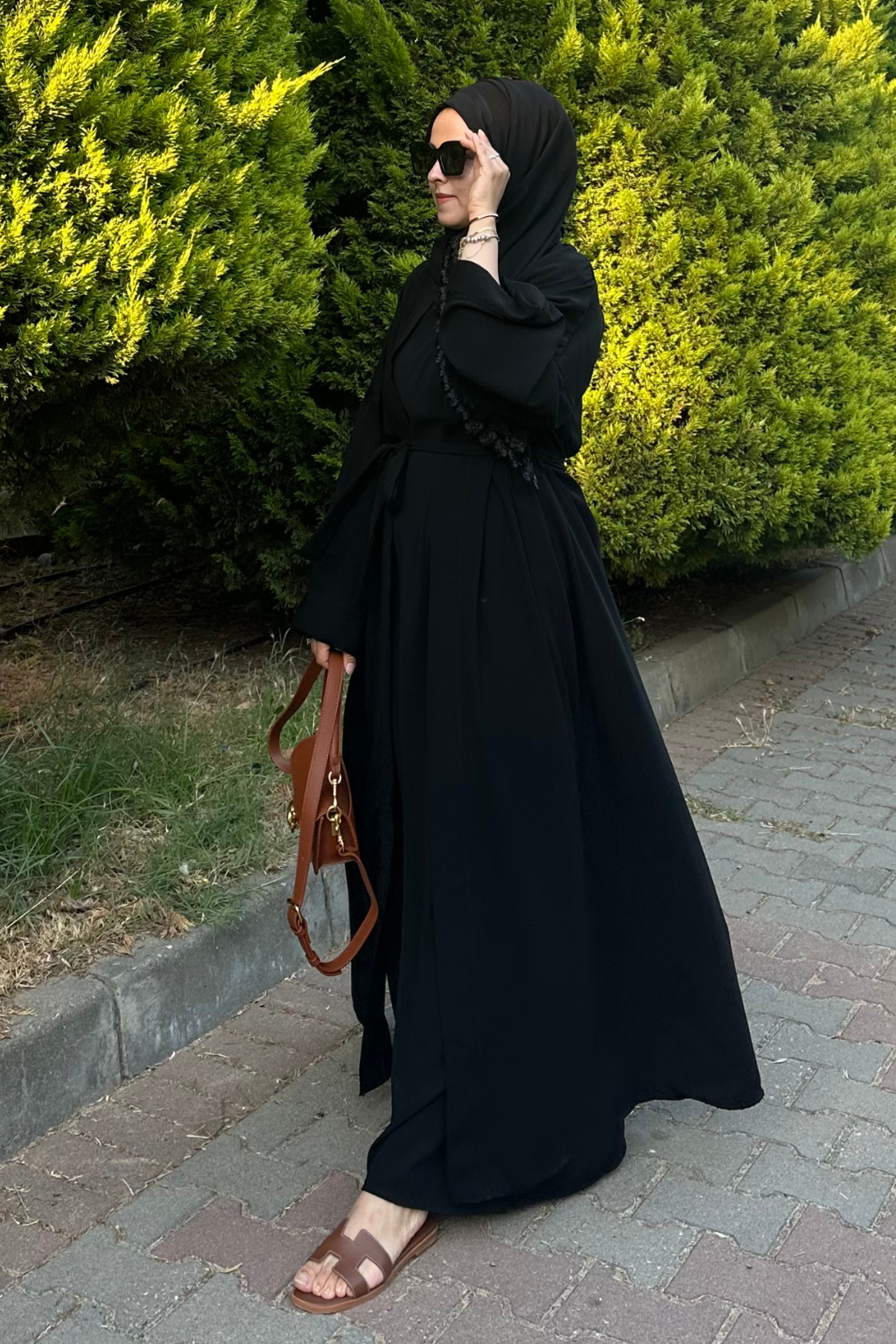  Cupra İç Elbiseli Abaya Siyah 