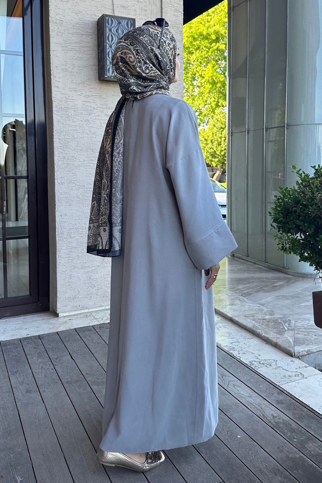 İnce Modal Relax Elbise Gri