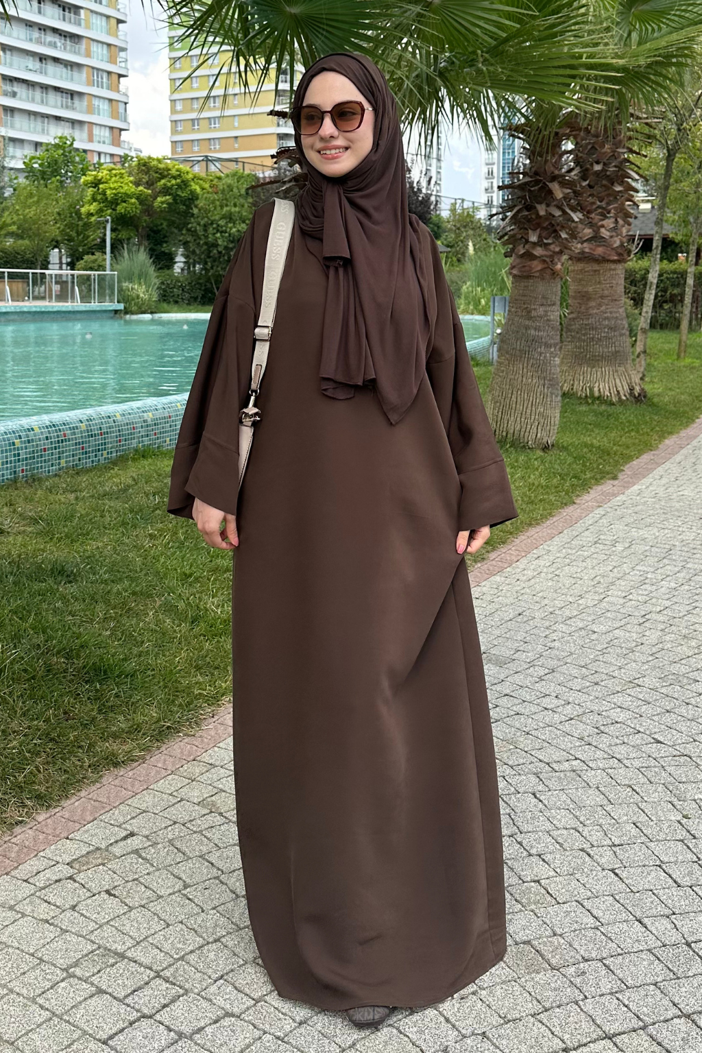 İpek Cupra Relax Elbise Kahverengi