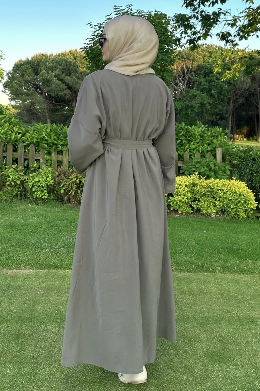 Cupra İç Elbiseli Abaya Haki