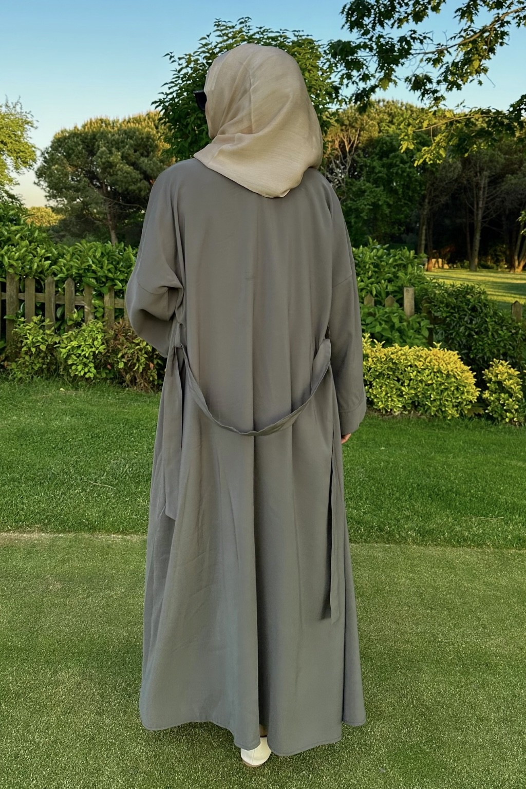 Cupra İç Elbiseli Abaya Haki