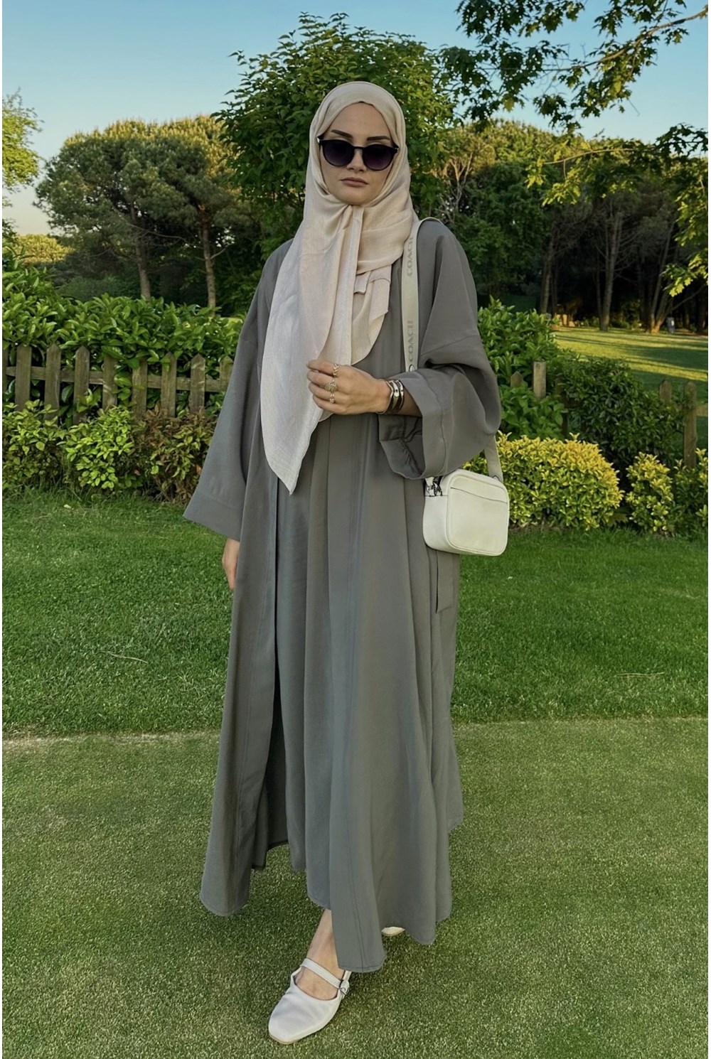 Cupra İç Elbiseli Abaya Haki