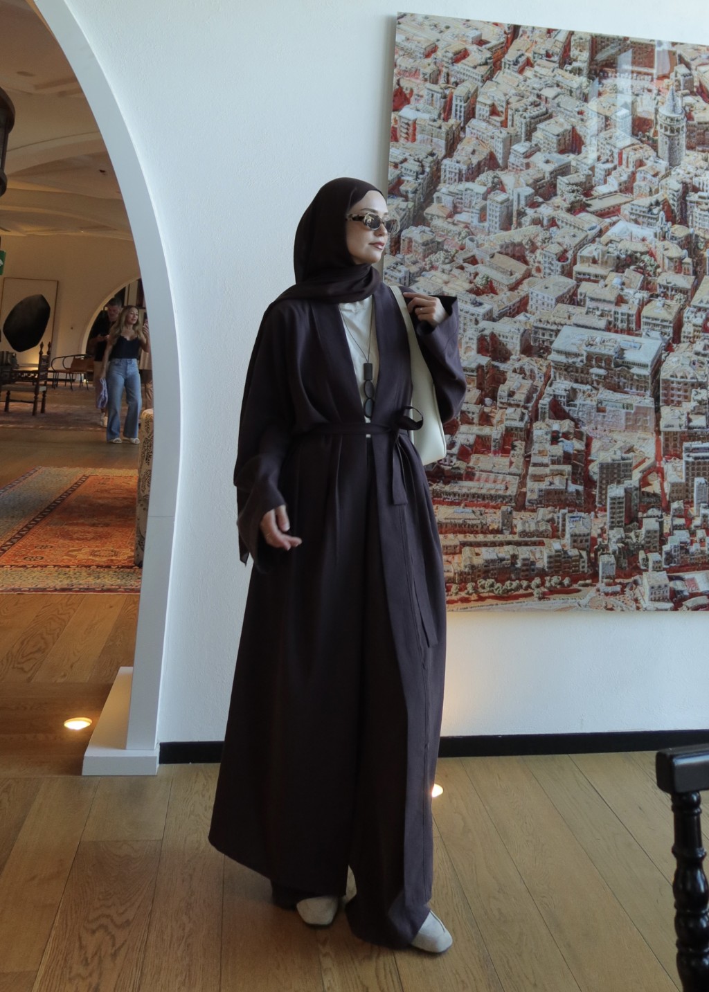Modal Uzun Kimono Ferace Takım Acı kahve