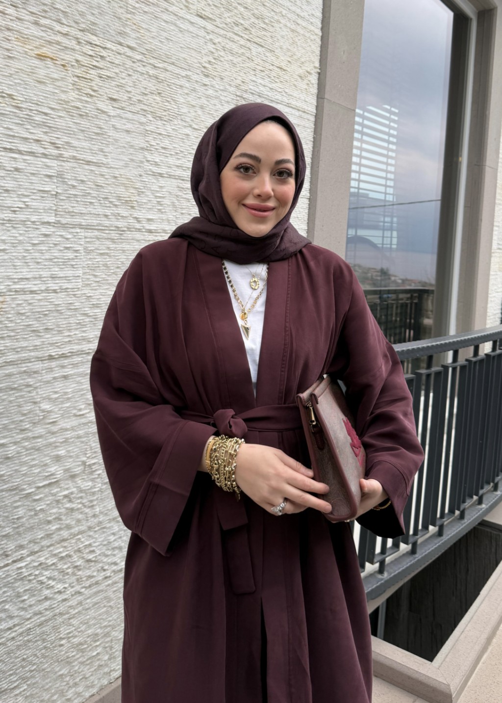 Modal Uzun Kimono Ferace Takım Bordo