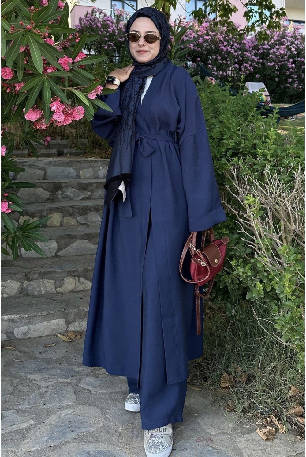 Modal Uzun Kimono Ferace Takım Lacivert