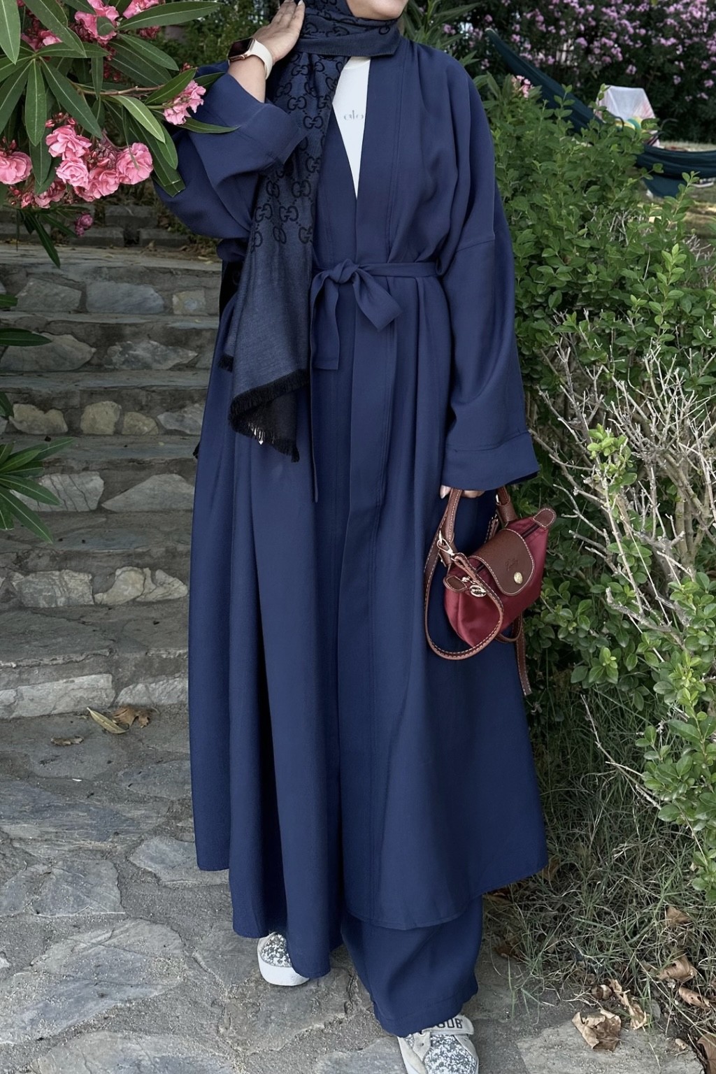 Modal Uzun Kimono Ferace Takım Lacivert