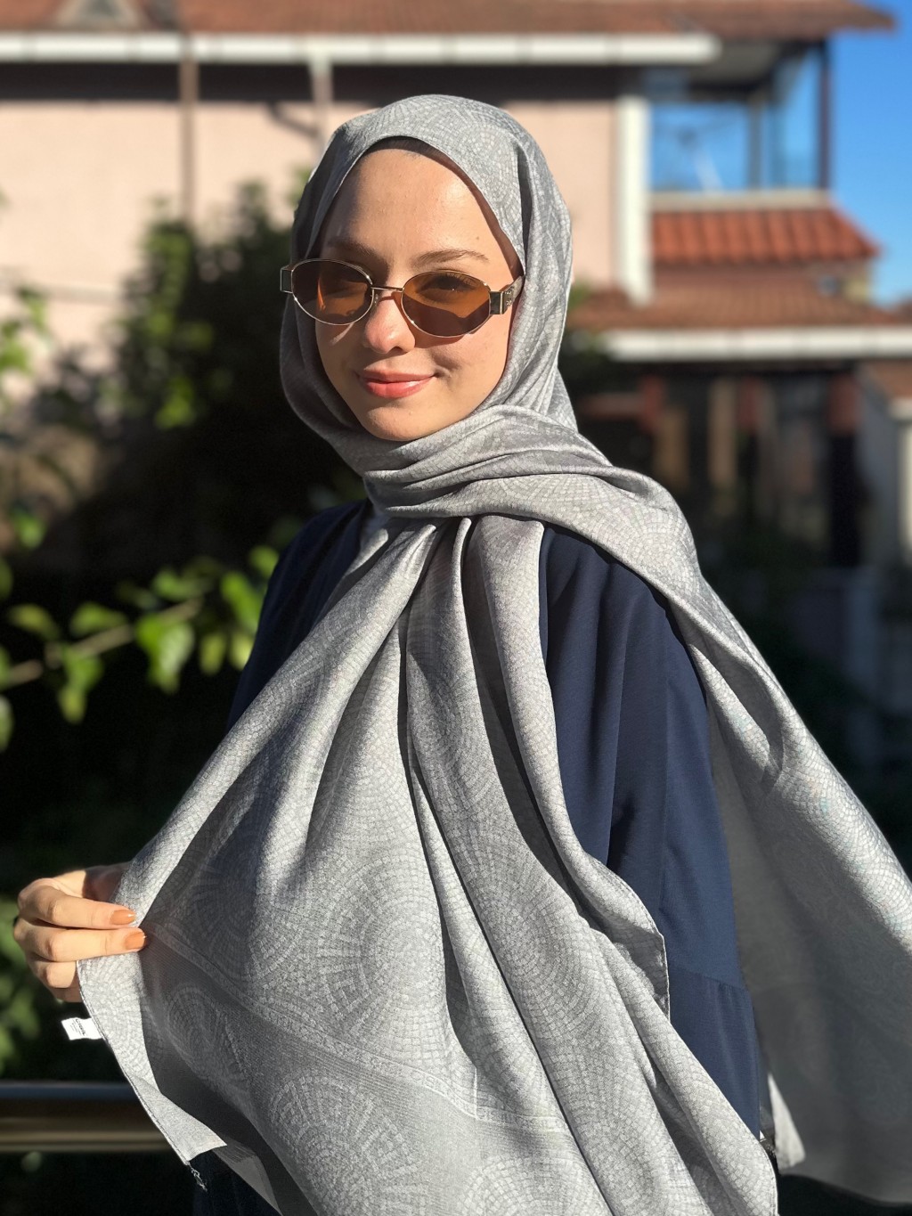 Mozaik Desen Şal Gri