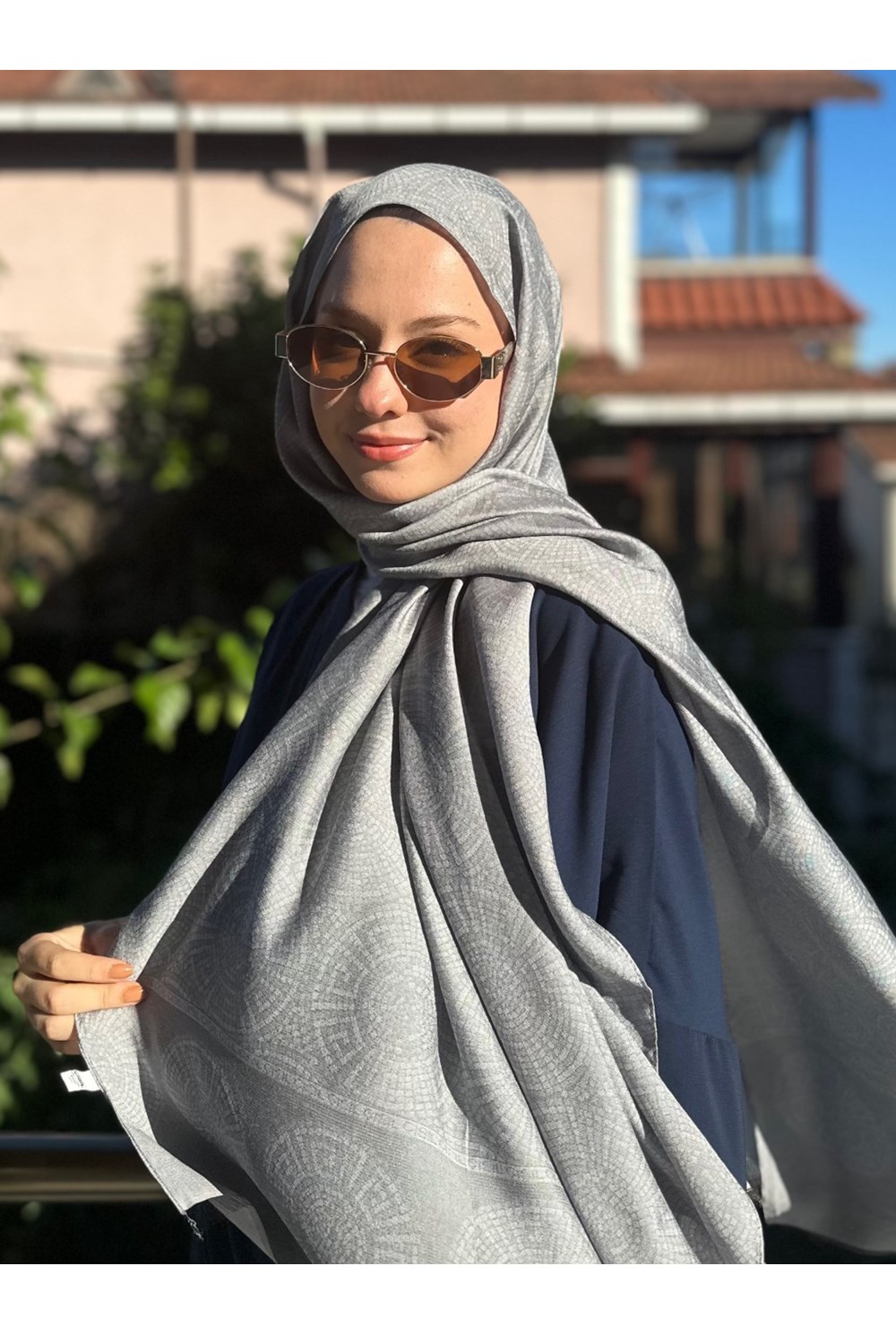 Mozaik Desen Şal Gri