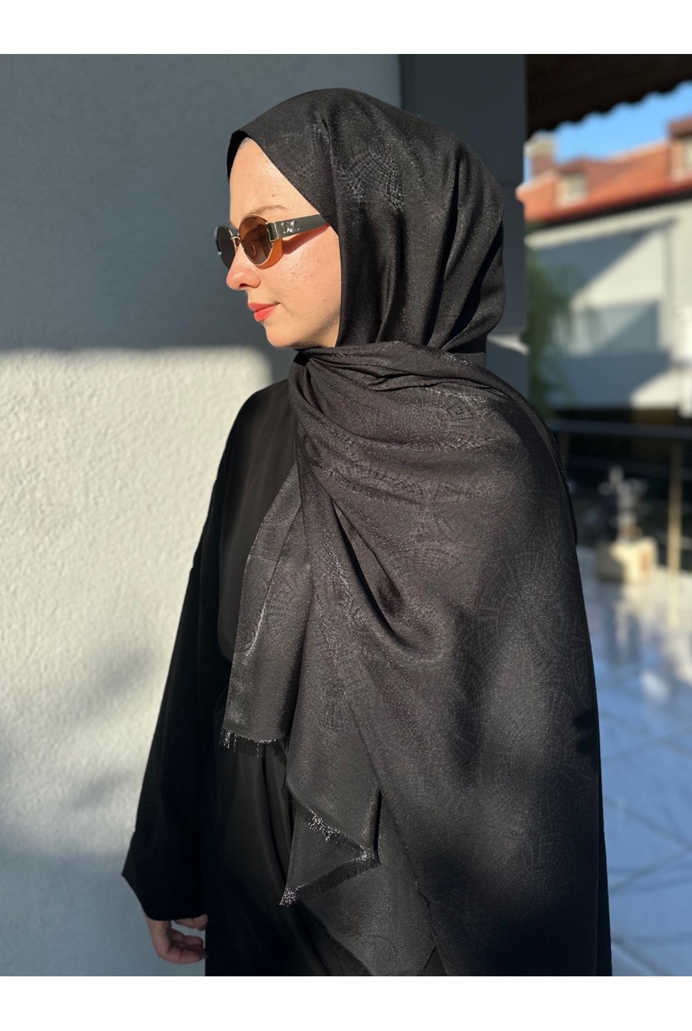 Mozaik Desen Şal Siyah