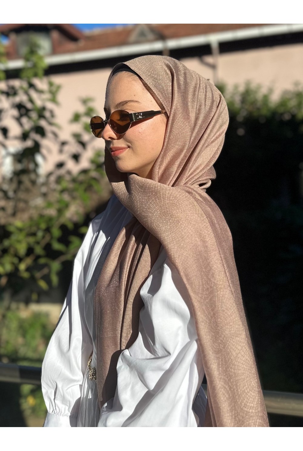 Mozaik Desen Şal Somon