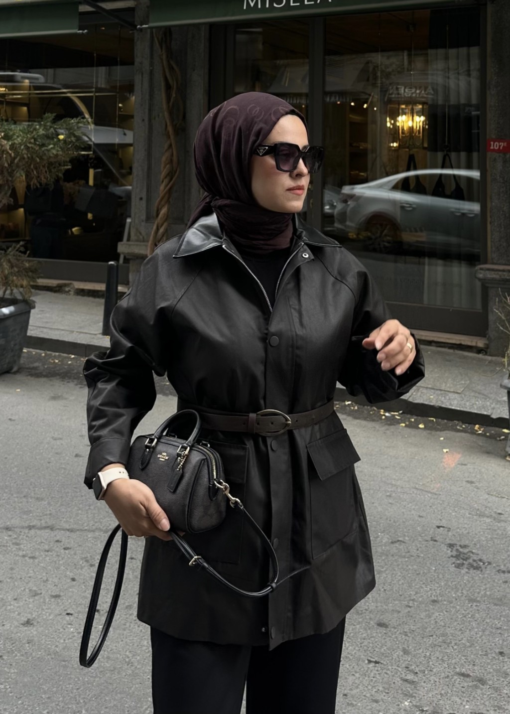 Mum  Görünümlü Deri Yaka Ceket Acı Kahve