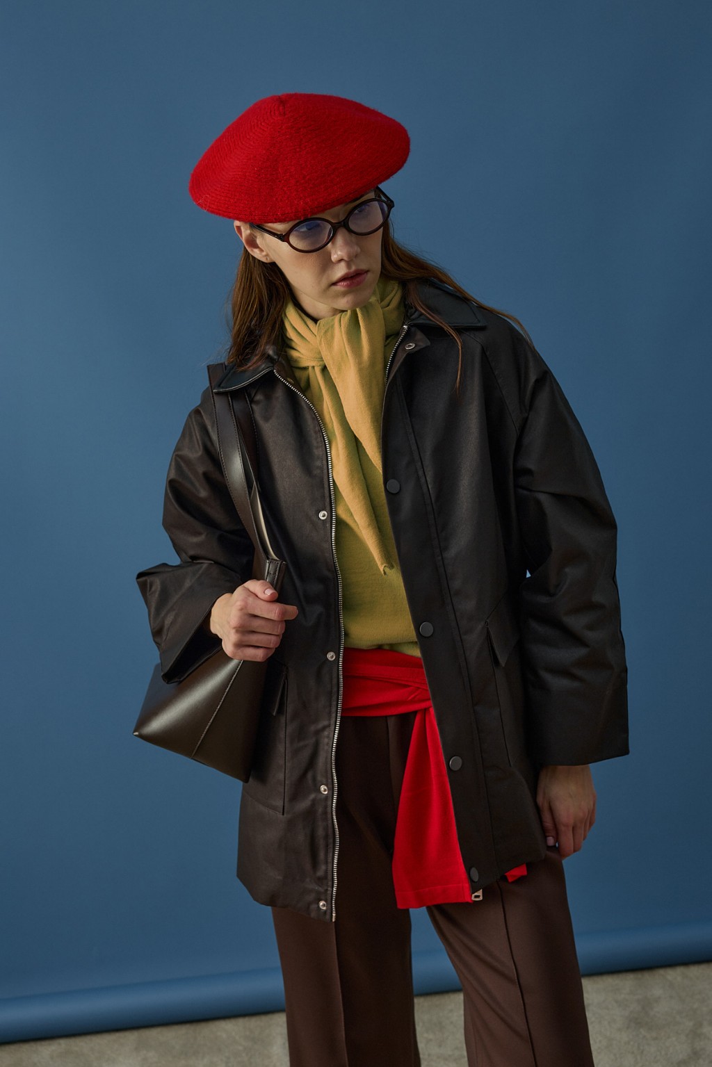 Mum  Görünümlü Deri Yaka Ceket Acı Kahve