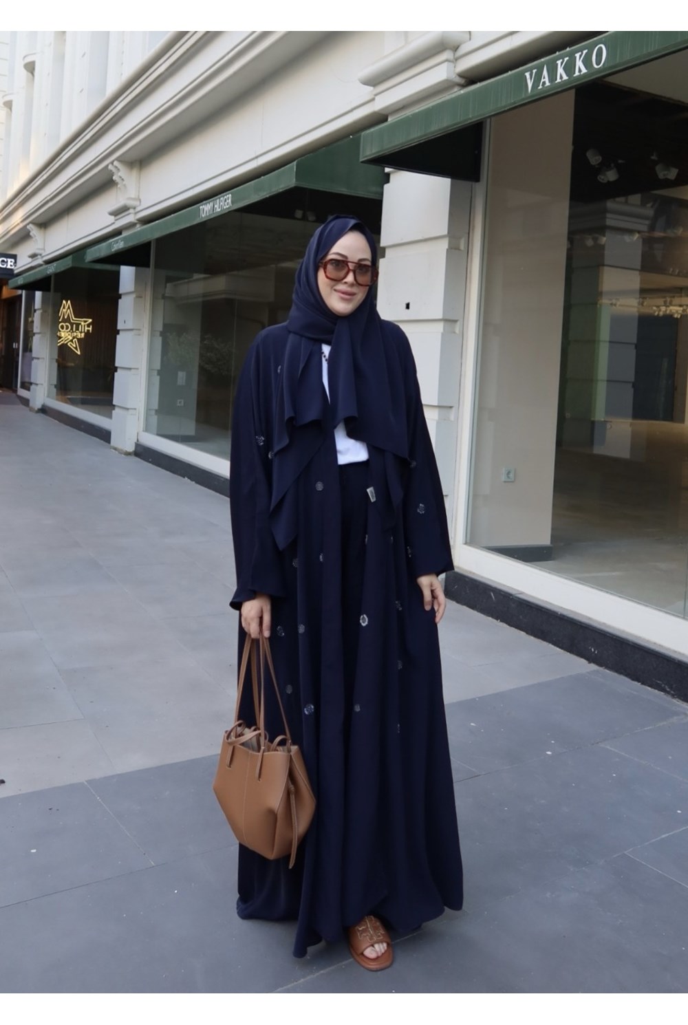 Naira Abaya Lacivert Küçük Desen 
