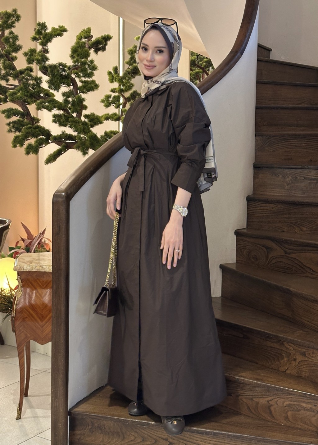 Pile Detaylı Poplin Elbise 