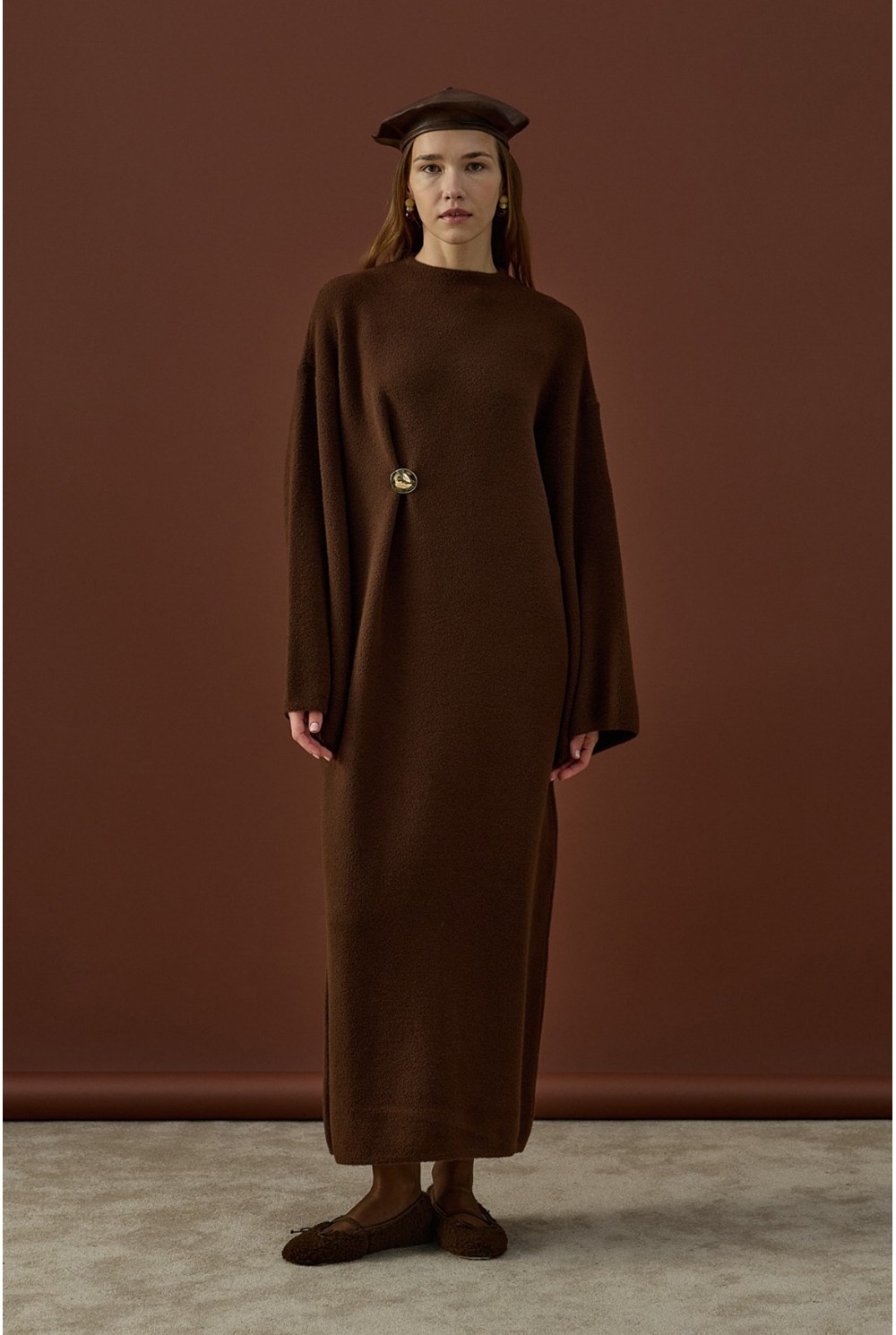 Soft Triko Elbise Kahve 