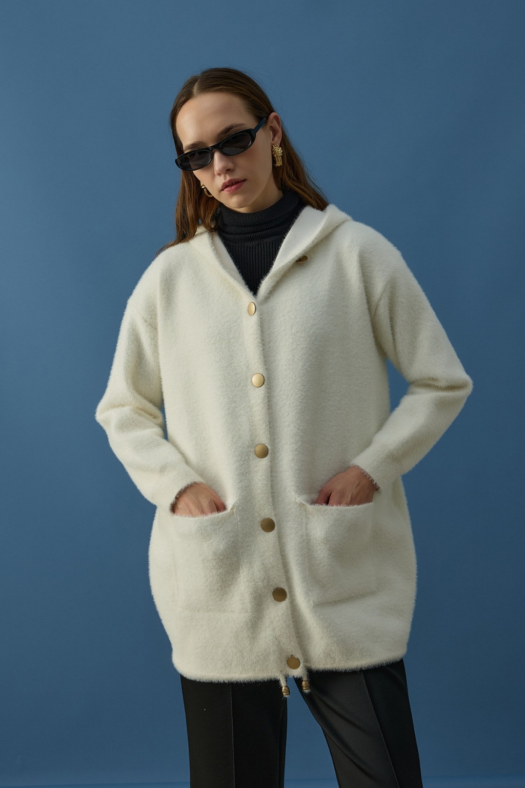 Soft Uzun Hırka Beyaz