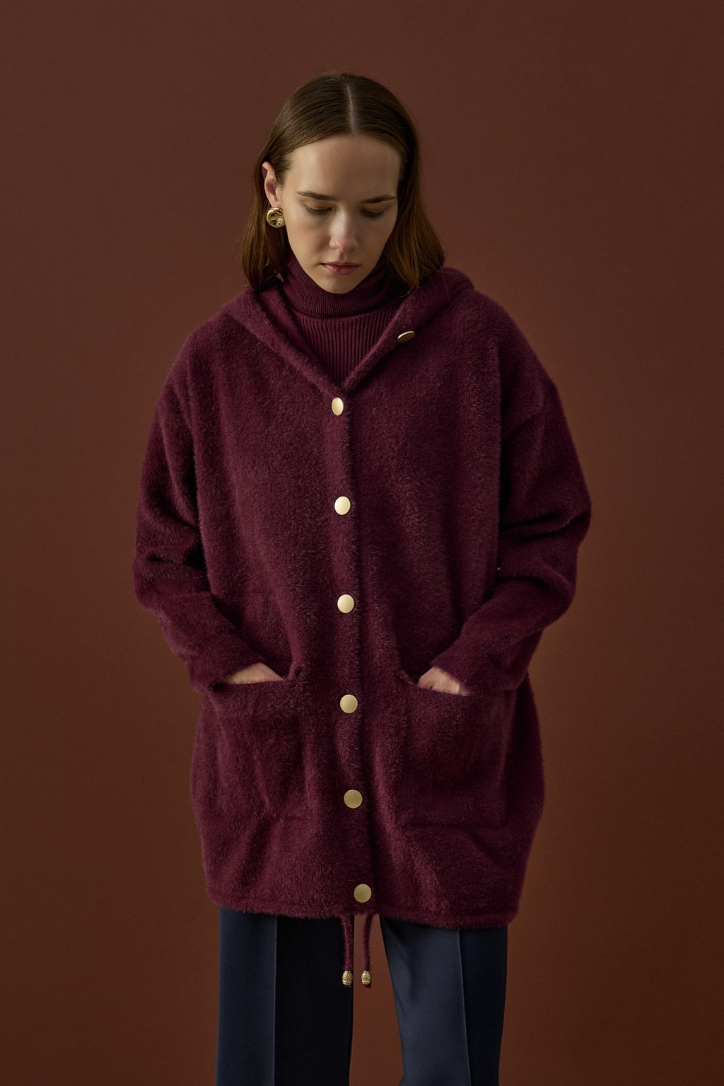 Soft Uzun Hırka Bordo 